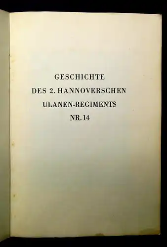 Geschichte des 2.Hannoverschen Ulanen-Regiments 1-5 Nr.14 1932 Militaria js