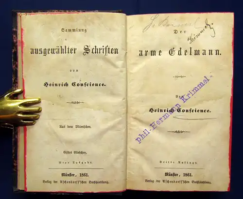 Conscience Sammlung ausgewählter Schriften 1861 Belletristik Literatur mb