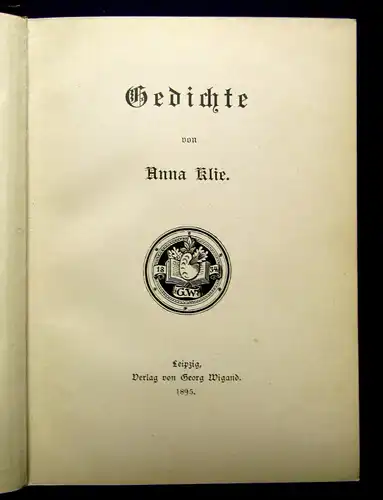 Klie Gedichte 1895 Belletristik Literatur Klassiker Lyrik Lyrika mb