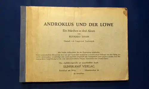 Shaw Androklus und der Löwe Ein Märchen in 3 Akten um 1960 Belletristik Lyrik mb