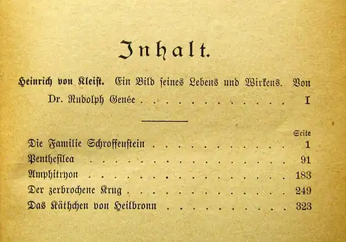 Genee Heinrich von Kleist´s Sämtliche Werke um 1900 Belletristik Lyrik mb