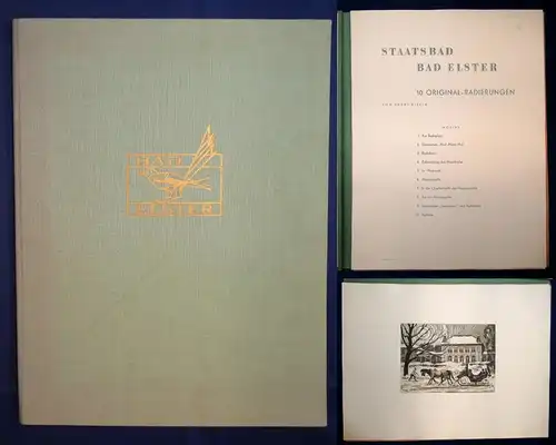 Billig Staatsbad Bad Elster 10 Or. Radierungen um 1965 Folio Ortskunde js