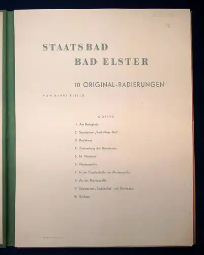 Billig Staatsbad Bad Elster 10 Or. Radierungen um 1965 Folio Ortskunde js