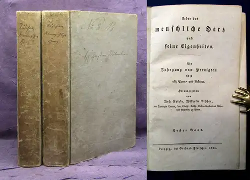 Tischer Ueber das menschliche Herz u. seine Eigenschaften 2 Bde. 1825 Religion j