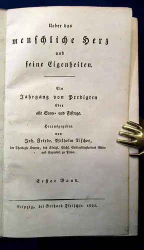 Tischer Ueber das menschliche Herz u. seine Eigenschaften 2 Bde. 1825 Religion j