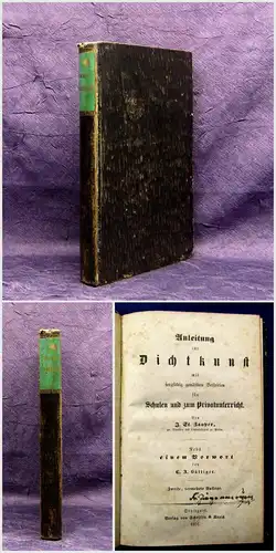 Zauper Anleitung zur Dichtkunst für Schulen u. Privatu. 1851 Selten Literatur mb