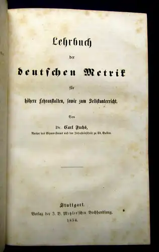 Zauper Anleitung zur Dichtkunst für Schulen u. Privatu. 1851 Selten Literatur mb