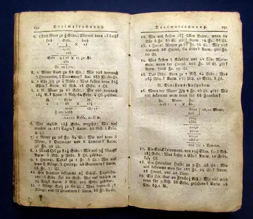 Schürmann Practisches Schulbuch Rechenkunst und Geometrie 1822 Mathematik mb