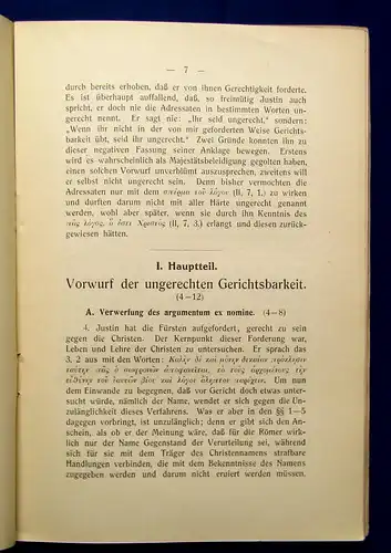 Jehne Die Apologie Justins des Philosophen und Märtyrers 1914 Selten mb
