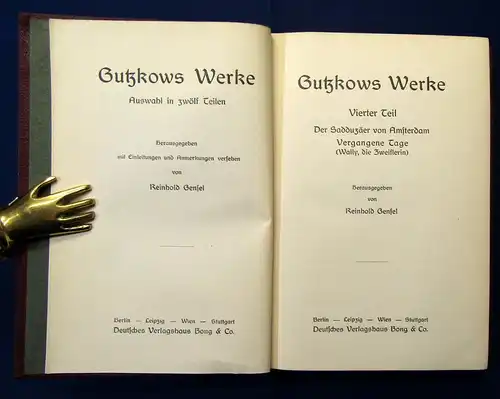 Gutzkows Werke 1-12 in 4 Bde. um 1900 dekorativer Leineneinband Literatur js