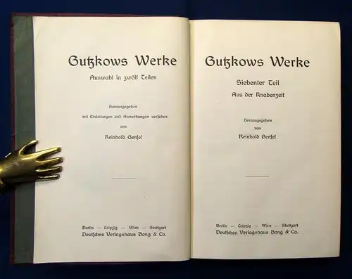 Gutzkows Werke 1-12 in 4 Bde. um 1900 dekorativer Leineneinband Literatur js