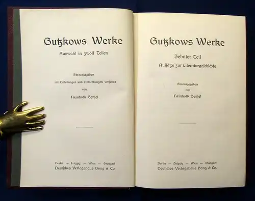 Gutzkows Werke 1-12 in 4 Bde. um 1900 dekorativer Leineneinband Literatur js