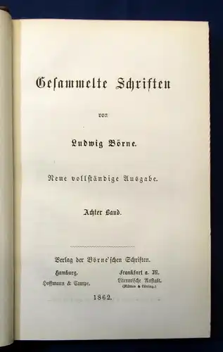 Gesammelte Schriften von Ludwig Börne 12 Bde. komplett 1862 dekorativer Leder js