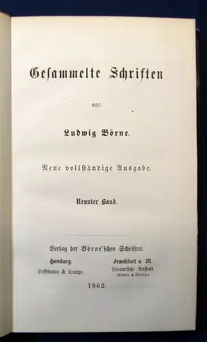 Gesammelte Schriften von Ludwig Börne 12 Bde. komplett 1862 dekorativer Leder js