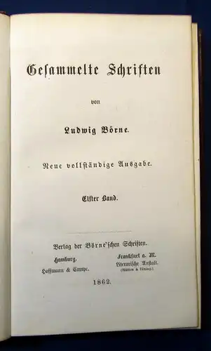 Gesammelte Schriften von Ludwig Börne 12 Bde. komplett 1862 dekorativer Leder js