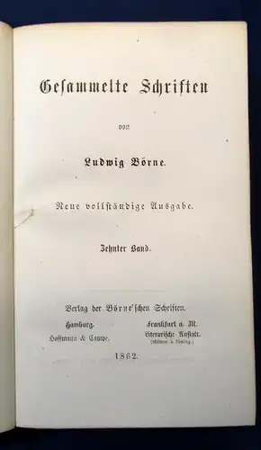 Gesammelte Schriften von Ludwig Börne 12 Bde. komplett 1862 dekorativer Leder js