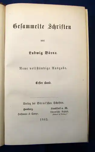 Gesammelte Schriften von Ludwig Börne 12 Bde. komplett 1862 dekorativer Leder js