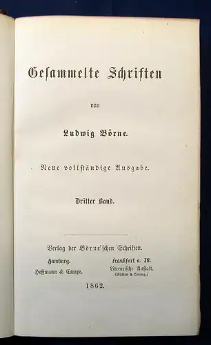 Gesammelte Schriften von Ludwig Börne 12 Bde. komplett 1862 dekorativer Leder js