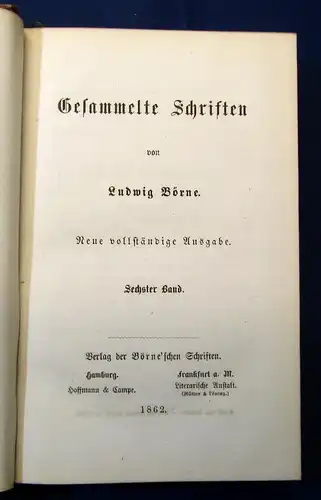 Gesammelte Schriften von Ludwig Börne 12 Bde. komplett 1862 dekorativer Leder js