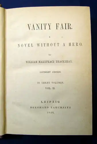 Thackeray Vanity Fair 3 Bde. komplett 1848 A Novel Without a Hero Klassiker js