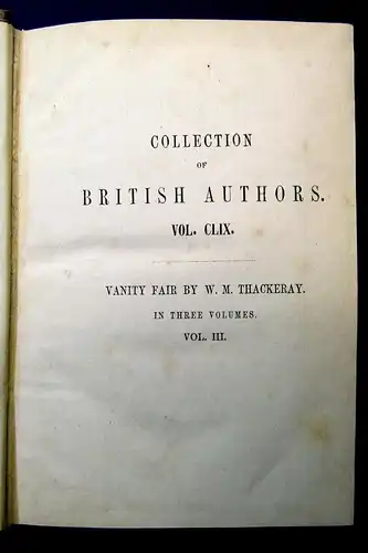 Thackeray Vanity Fair 3 Bde. komplett 1848 A Novel Without a Hero Klassiker js