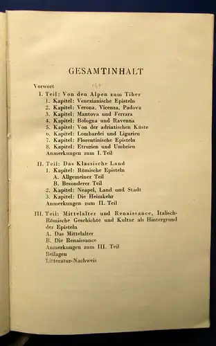 Frey Italia Sempiterna Teil I Von den Alpen zum Tiber 1927 Literatur js