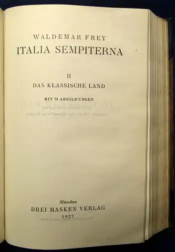 Frey Italia Sempiterna Teil I Von den Alpen zum Tiber 1927 Literatur js