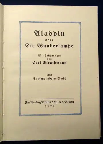 Strathmann Aladdin oder Die Wunderlampe 1922 Aus Tausendundeine Nacht