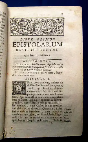 D Hieronymi Stridoniensis Epistolae Selectae, Et In Libros Tres Distributae 1704