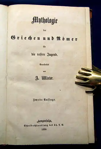 Winter Mythologie der Griechen und Römer für die reifere Jugend 1860 mb