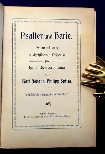 Spitta Psalter und Harfe Sammlung christlicher Lieder um 1900 Theologie mb