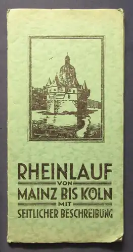 Rheinlauf von Mainz bis Köln mit seitlicher Beschreibung um 1915 184 cm Länge js