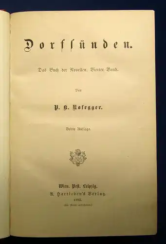 Rosegger P.R. Ausgewählte Schriften 17 Bde. 1883-1887 Prachtausgabe Mischaufl. j