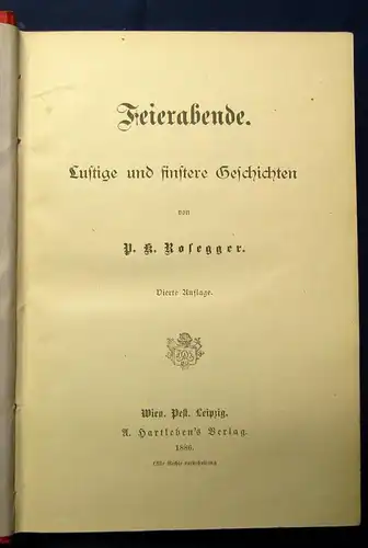 Rosegger P.R. Ausgewählte Schriften 17 Bde. 1883-1887 Prachtausgabe Mischaufl. j