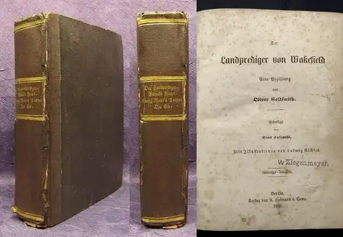 Goldsmith Der Landprediger von Wakefield Eine Erzählung 4 Bde. in 1 Buch 1853 js
