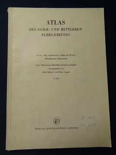 Schlüter August 1959 Atlas des Saale u. Mittl. Elbegebietes 1.-3. Teil am