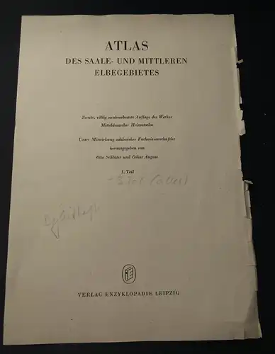 Schlüter August 1959 Atlas des Saale u. Mittl. Elbegebietes 1.-3. Teil am