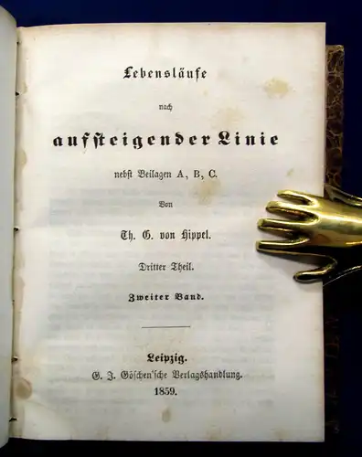 Th. G. von Hippel Lebensläufe nach aufsteigender Linie nebst Beilagen 2Bde am