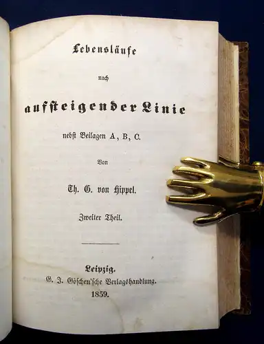 Th. G. von Hippel Lebensläufe nach aufsteigender Linie nebst Beilagen 2Bde am