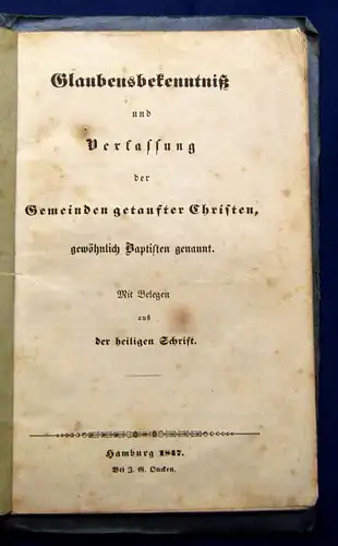 Glaubensbekenntnis Verfassung 1847 Heilige Schrift am