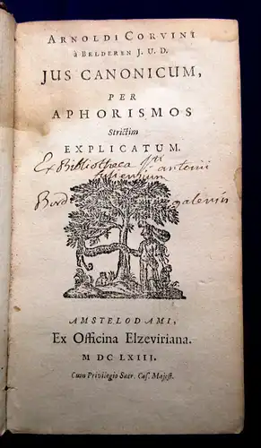 Arnoldi Corvini Jus Cabonicum, per Aphorismos 1663 am