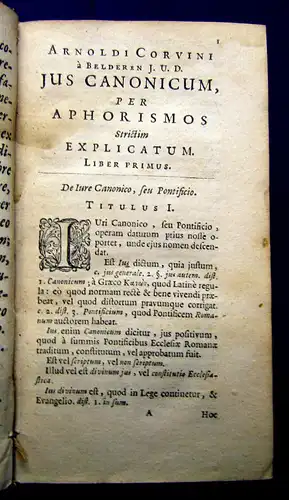 Arnoldi Corvini Jus Cabonicum, per Aphorismos 1663 am