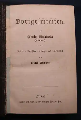 Sienkiewicz/Löbenstein Dorfgeschichten 1850 3 Bde. in 1 Buch Literatur js