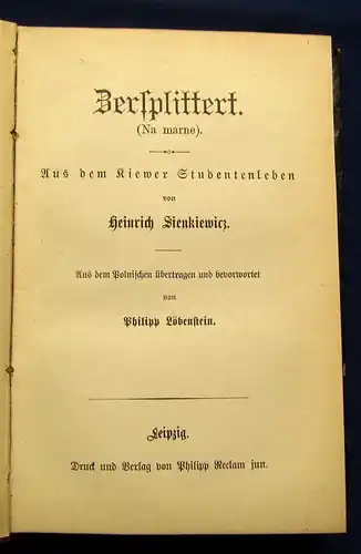 Sienkiewicz/Löbenstein Dorfgeschichten 1850 3 Bde. in 1 Buch Literatur js