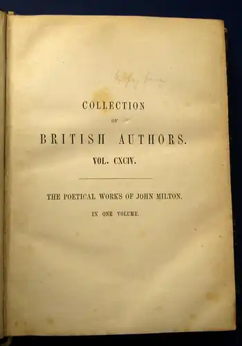 The Poetical Works of John Milton 1850  Die Werke von Milton Tauchnitz Verlag js