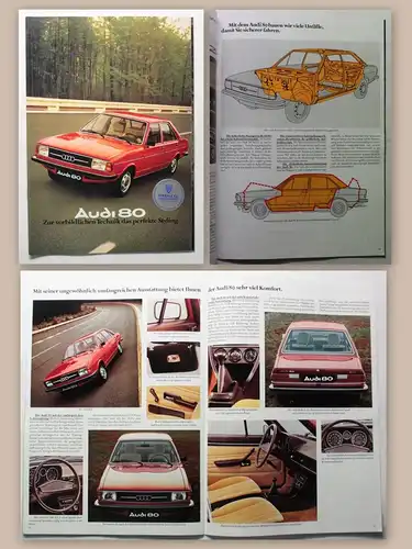 Original Werbeprospekt Broschüre Audi 80 1976 Oldtimer Automobil Mittelklasse xz