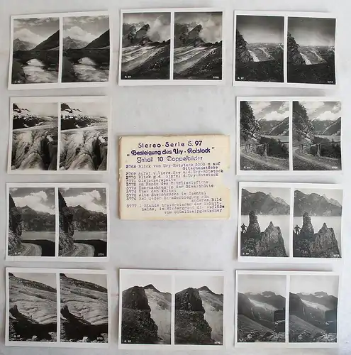 10 Doppelbilder Stereofotos S.97 Besteigung des Ury-Rotstocks Schweiz um 1920 xz