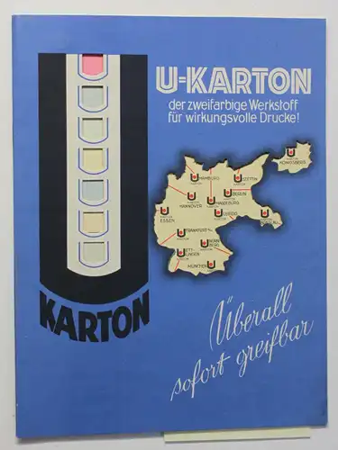 Original Werbeblatt U-Karton zweifarbige Werkstoff um 1935 Werbung Reklame sf