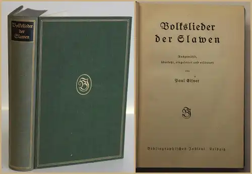 Eisner Volkslieder der Slawen 1926 Meyers-Klassiker Ausgaben Kultur Musik sf