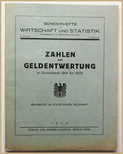 Orig Prospekt Zahlen zur Geldentwertung in Deutschland 1925 Gesetz Recht sf